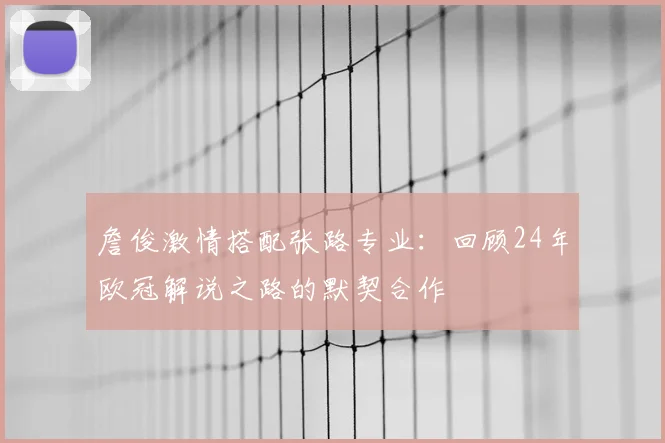 詹俊激情搭配张路专业：回顾24年欧冠解说之路的默契合作